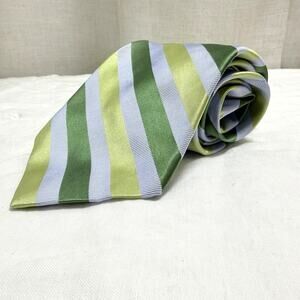 Brooks Brothers Makers Green & Blue Stripe Silk-Cotton Tie